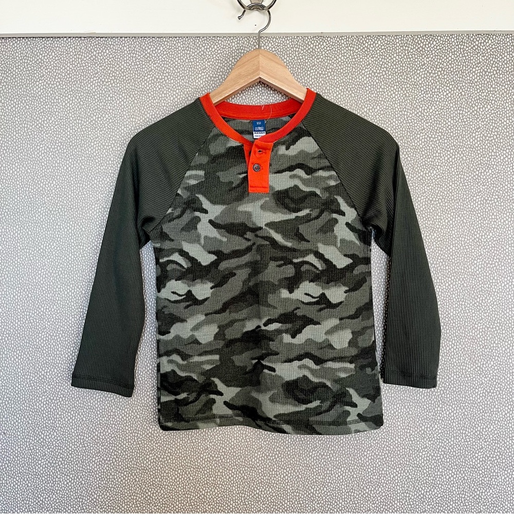 8 Boys Old Navy Waffle Knit Camouflage Henley Tee NWOT